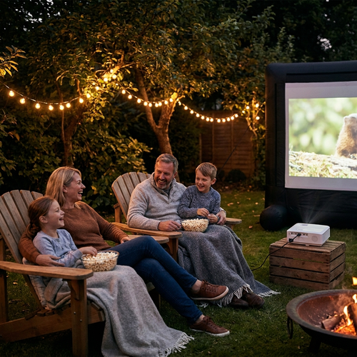 4K Projector — Outdoor Movie Night Lifestyle