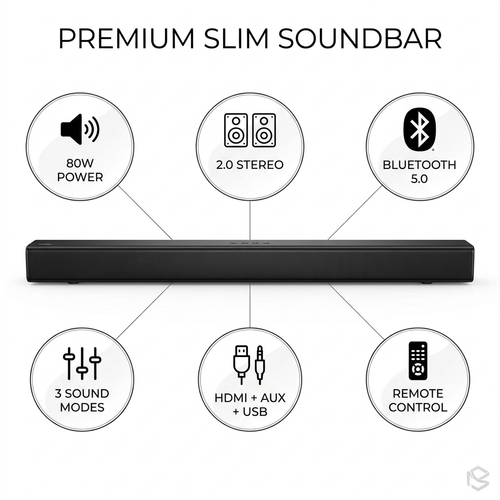 Soundbar — Feature Spec Callout Infographic