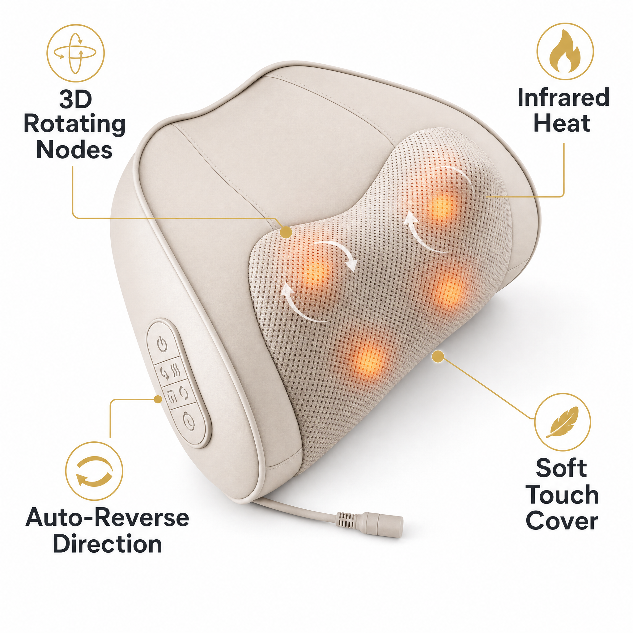 Back Massager With Heat — Feature callout infographic