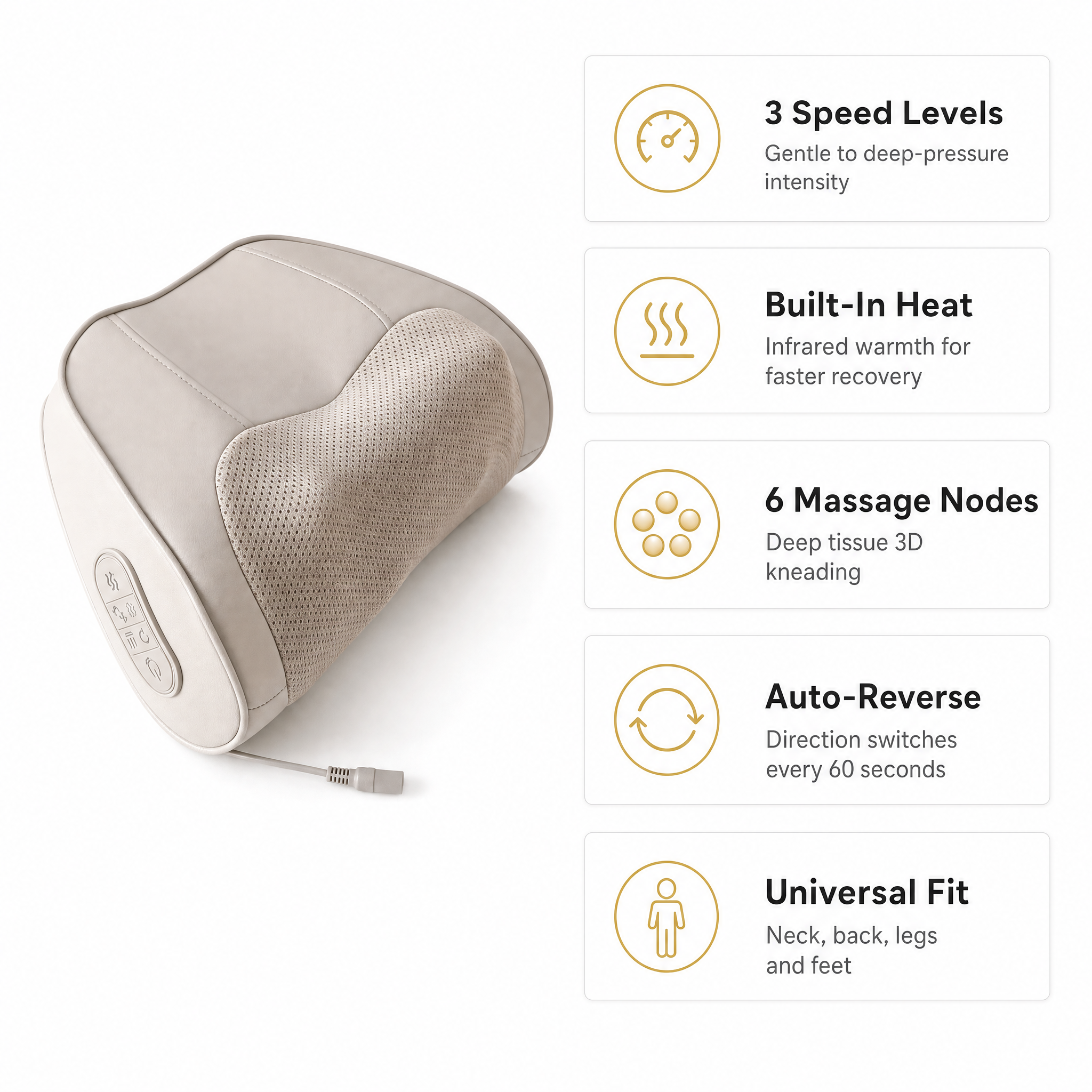 Back Massager With Heat — 5 key features specs list