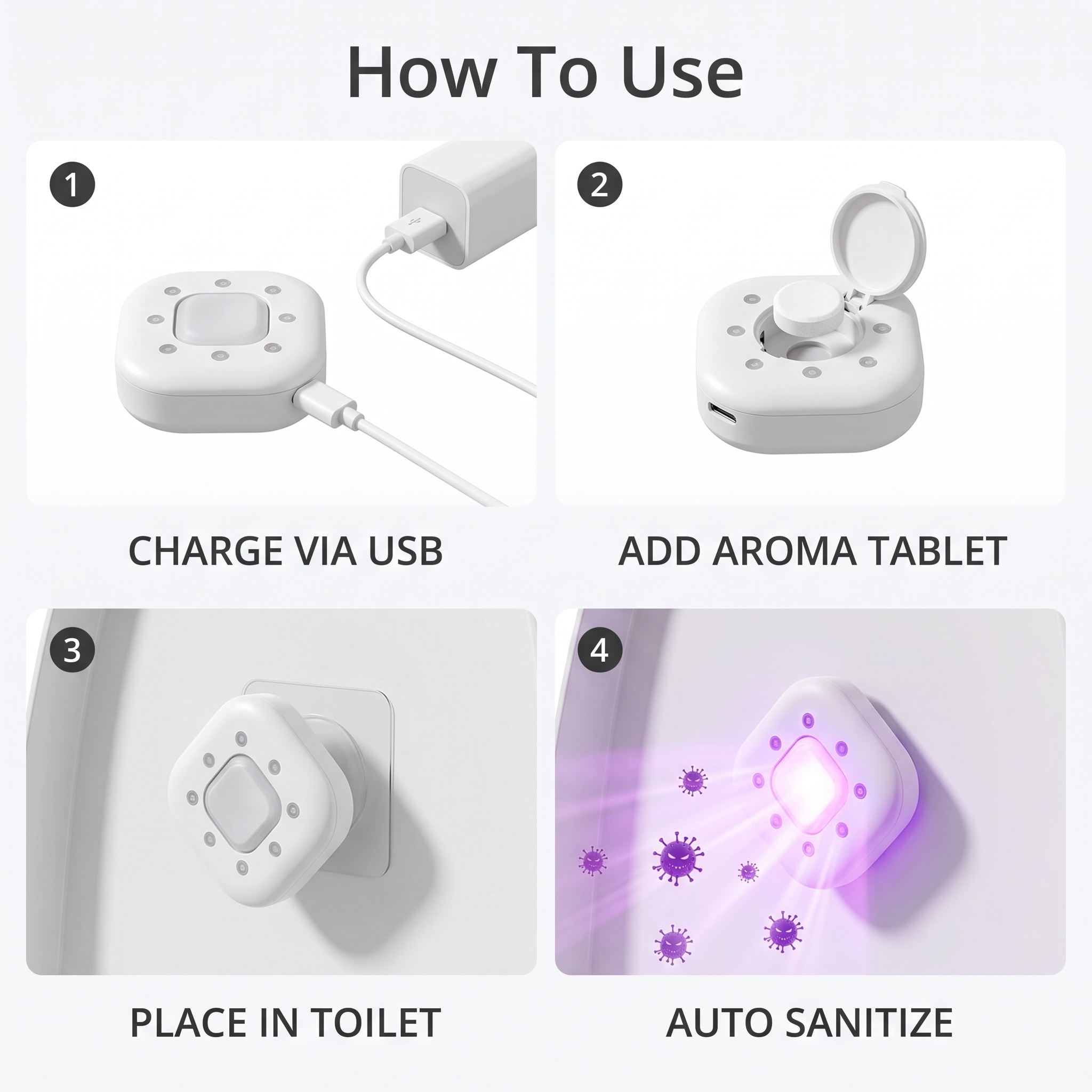 LumaClean UV Toilet Sanitizer — how to use step by step