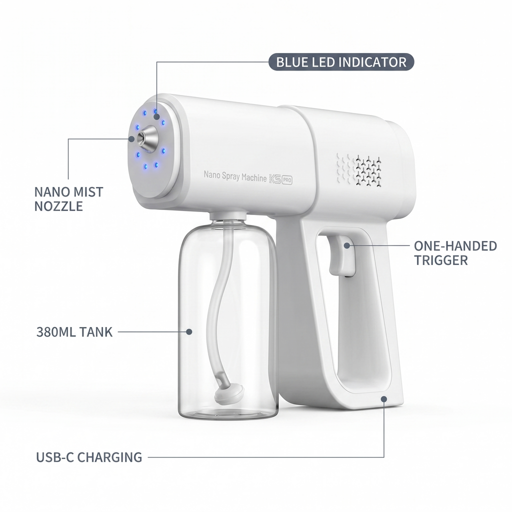 AeroClean Nano Sanitizer Gun — key features