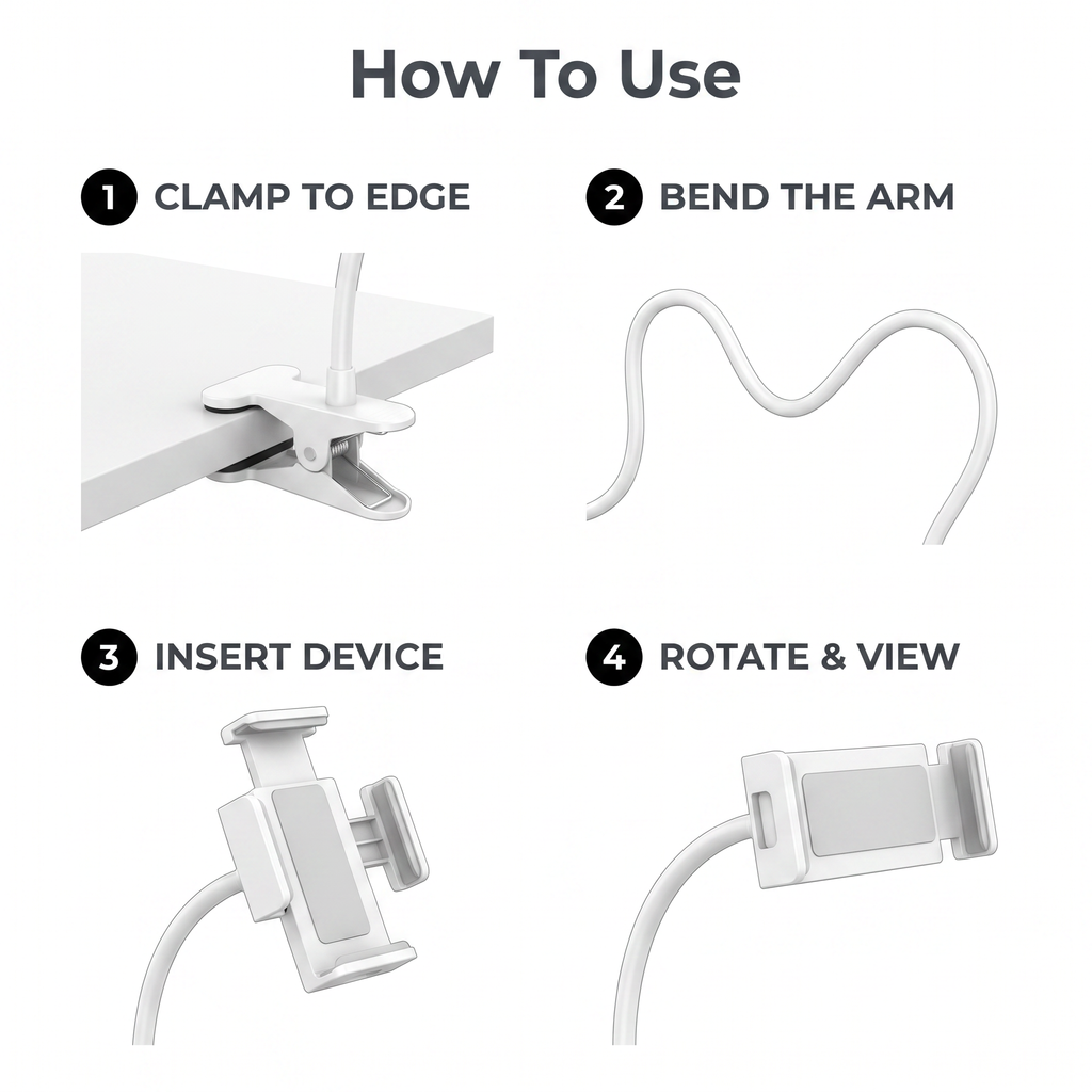 FlexArm Gooseneck Phone Holder — how to use step by step