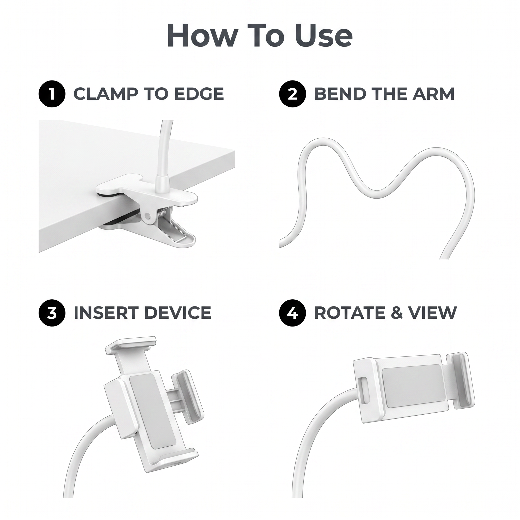 FlexArm Gooseneck Phone Holder — how to use step by step