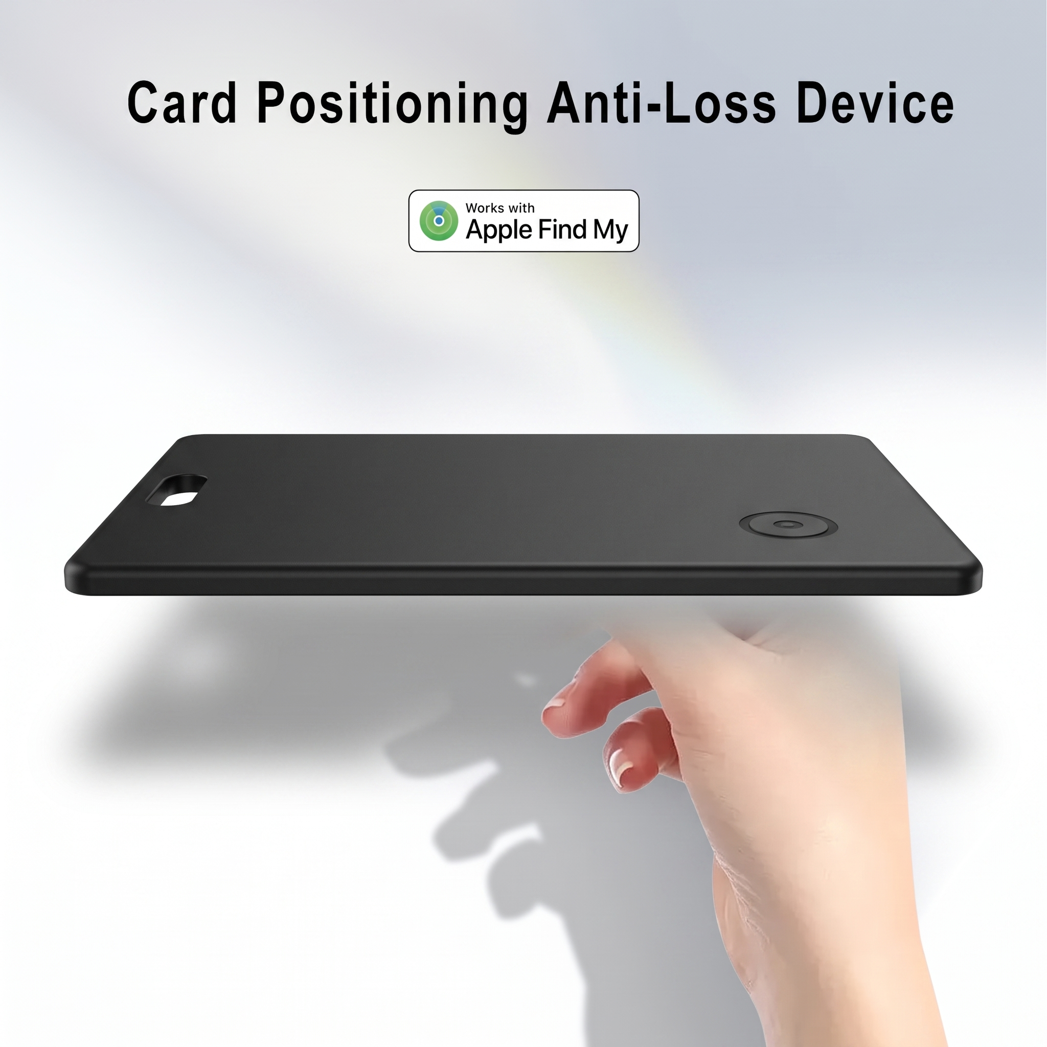 SlimTrack iOS Tracker Card — edge showing ultra-thin design