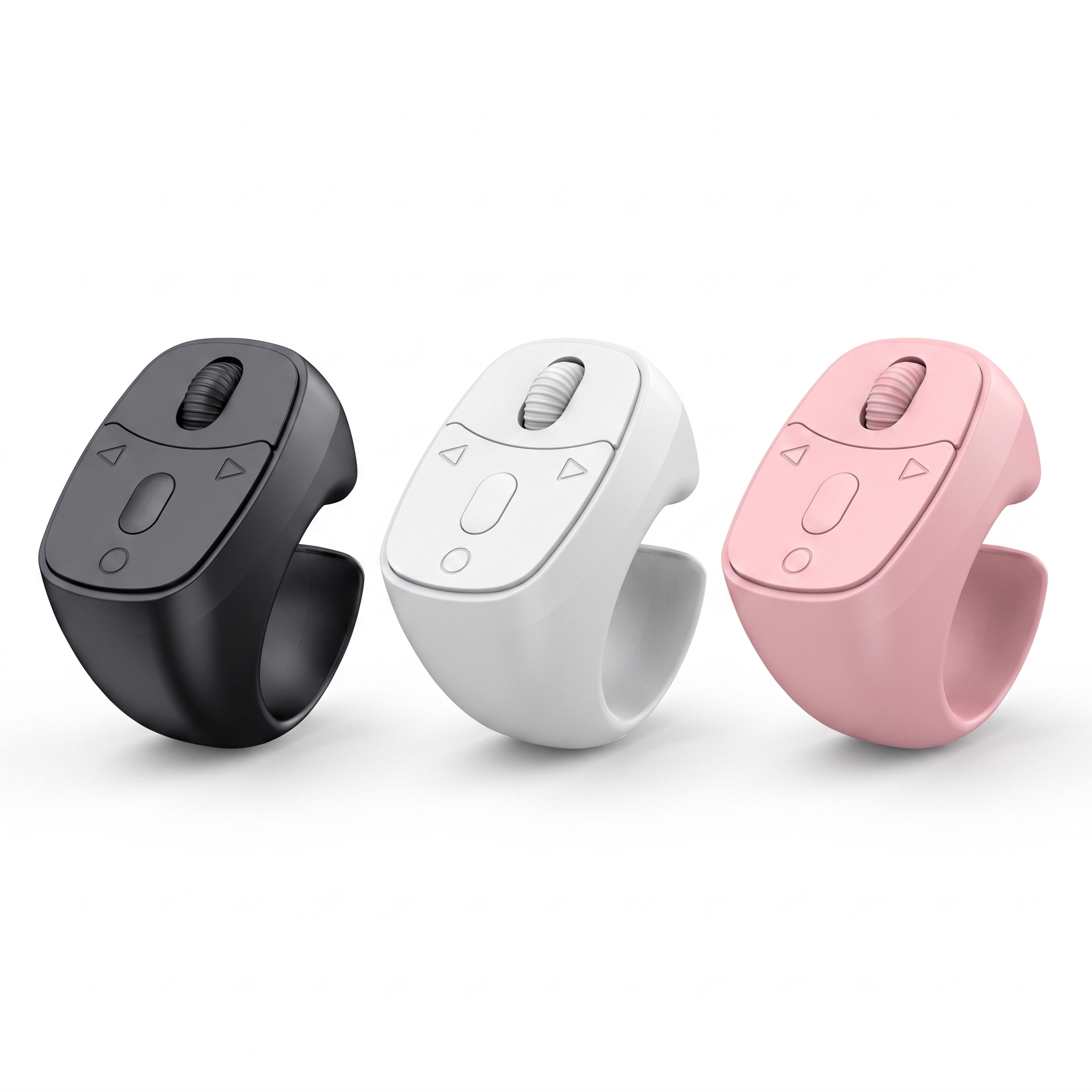 FlickRing Bluetooth Scroll Remote — available colors: black, white, pink