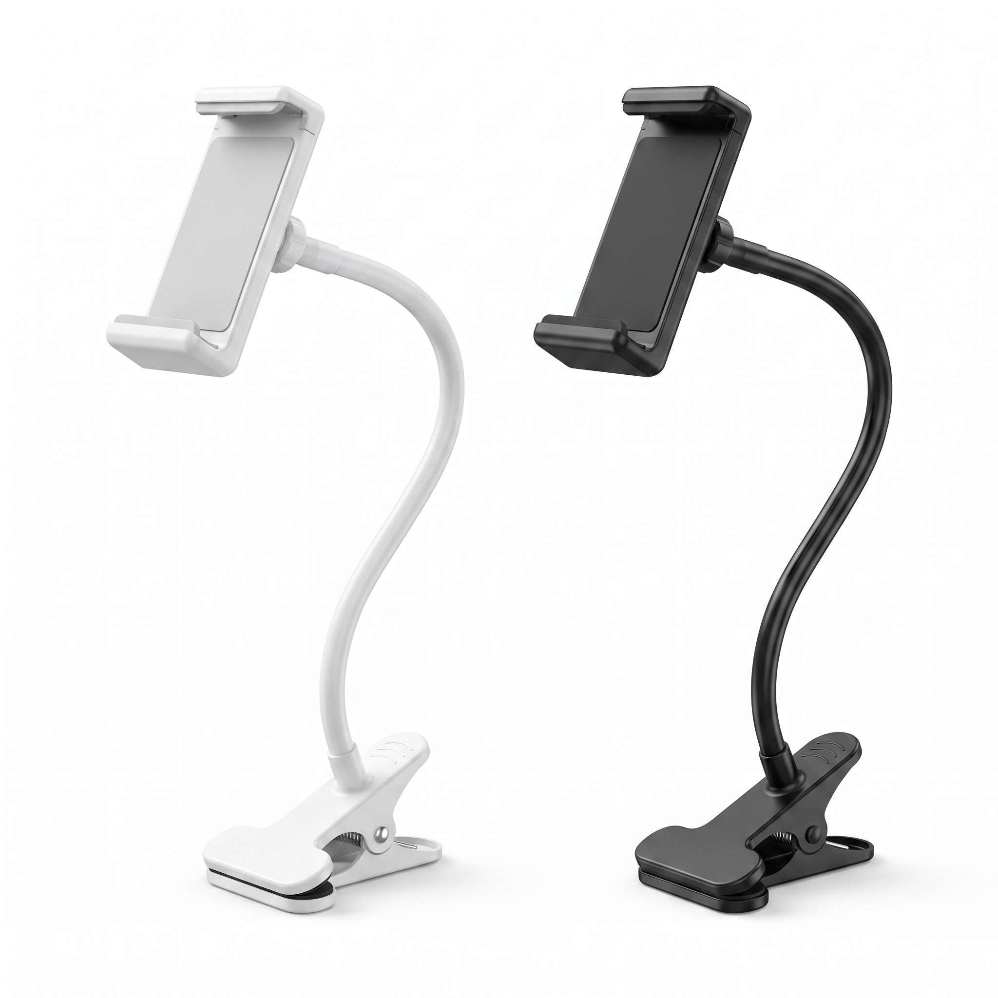 FlexArm Gooseneck Phone Holder — available in white and black